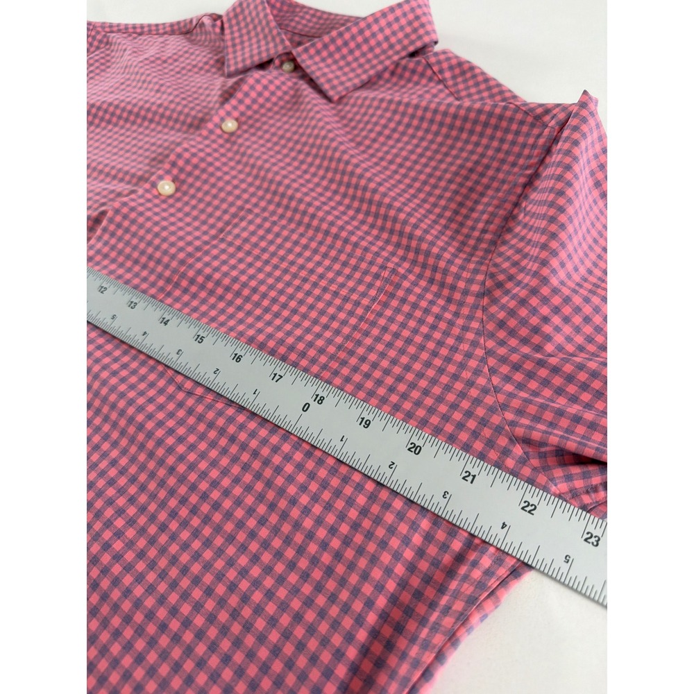 Peter Millar Summer Comfort Mens Medium Pink Blue Gingham Long Sleeve Shirt - Picture 4 of 5